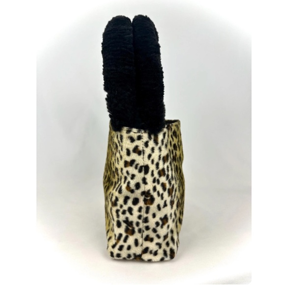 Vintage 1990’s Esprit Leopard Faux Fur Top Handle Mini Clutch Handbag - Picture 2 of 10